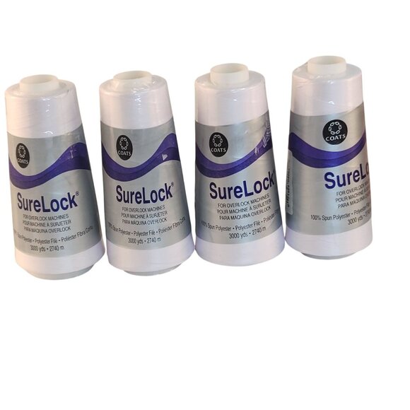 Coats SureLock Polyester Thread Winter White 4-Pack 3000 Yards for Overlock Mach - Picture 1 of 8